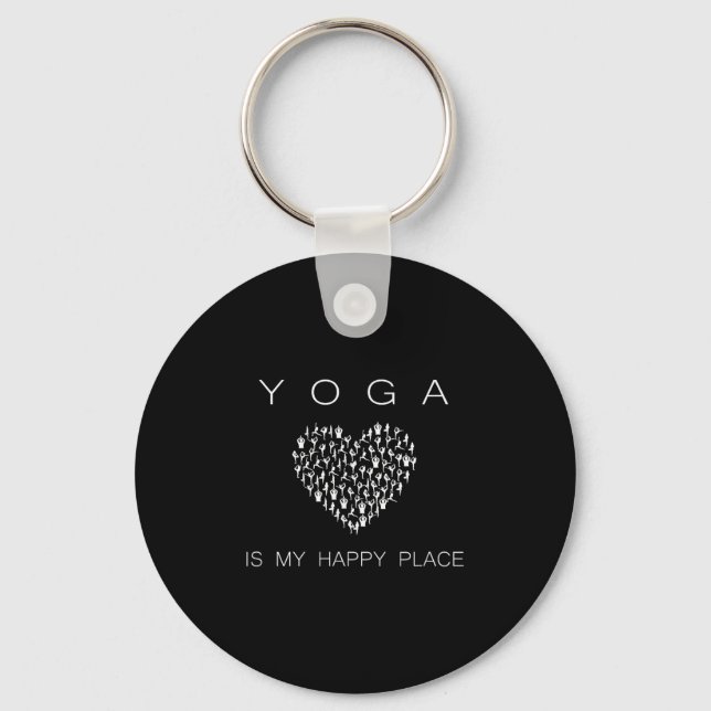 Yoga Is My Happy Place Insrational Motivational  Schlüsselanhänger (Vorderseite)
