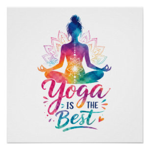 Yoga ist das Beste – Farbige Meditationssilhouette Poster