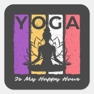 Yoga ist meine glückliche Stunde Vintage-Yoga-Spru Quadratischer Aufkleber