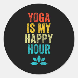 Yoga ist meine Happy Hour Meme Vintage Lustiges Yo Runder Aufkleber