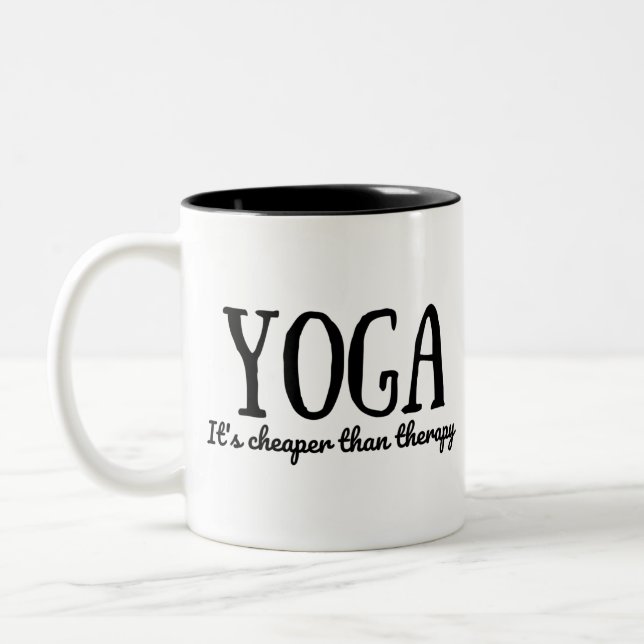 Yoga It's Cheaper Than Therapy Zweifarbige Tasse (Links)