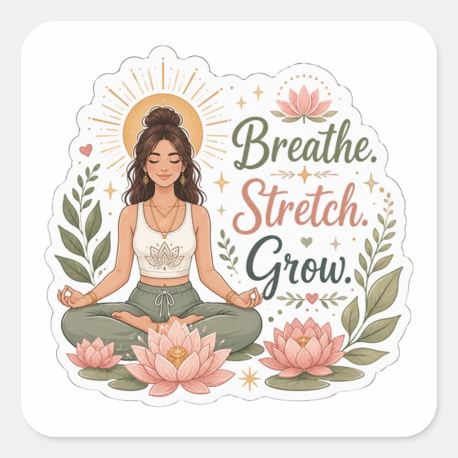 Yoga Jeden Tag Kawaii Aufkleber (Vorderseite)