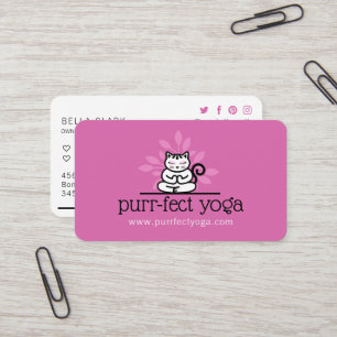 Yoga-Katze Meditieren Yoga-Pose Rosa Visitenkarte