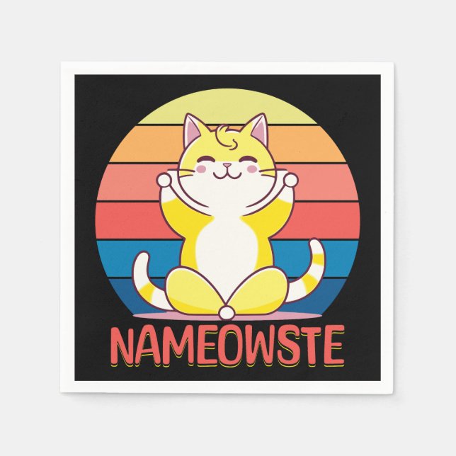 Yoga-Katze Serviette (Vorderseite)