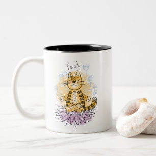 Yoga-Katze Zweifarbige Tasse