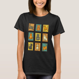 Yoga-Katzen-Briefmarke praktiziert Achtsamkeit Med T-Shirt