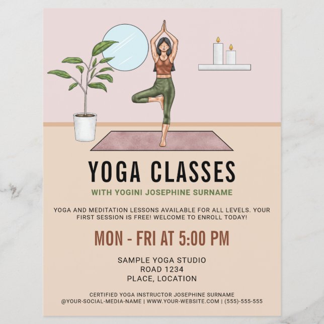 Yoga-Klassen Tree Pose Yogini Lehrgang Flyer (Vorne)