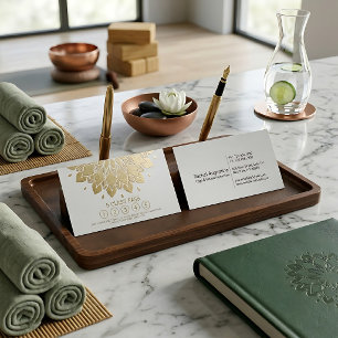 Yoga-Klassenpass Weiß Gold geprägtes Mandala Flora Treuekarte