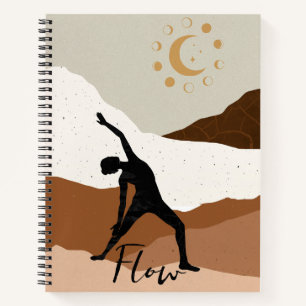 Yoga Krieger Pose Silhouette Meditation Fluss zen Notizbuch