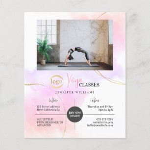Yoga-Kurse Foto-Logo Wasserfarbe Rosa Gold Chic Flyer