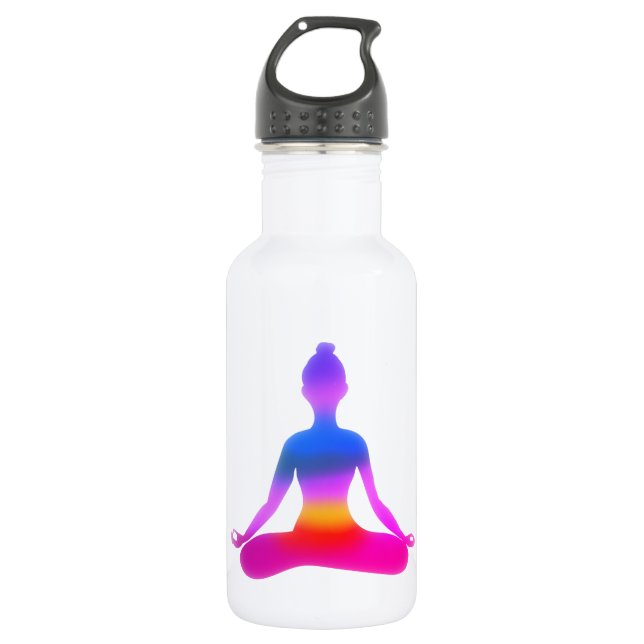 Yoga Lady Silhouette Flasche Edelstahlflasche (Vorderseite)