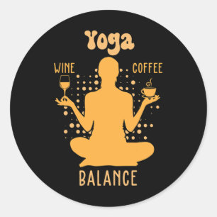 Yoga Lance - Kaffee- und Wein-Yogaliebbaber Lustig Runder Aufkleber