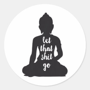 Yoga Lass Los Meditieren Silhouette Buddha Yoga W Runder Aufkleber