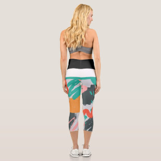 Yoga Leggings High Waisted Capris Handmalerei ab