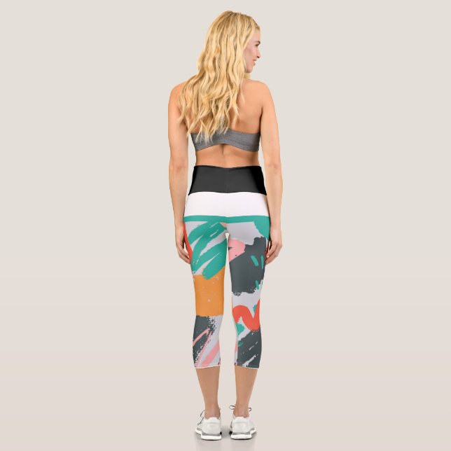 Yoga Leggings High Waisted Capris Handmalerei ab (Rückseite)