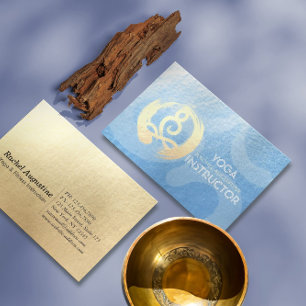 Yoga-Lehrer Blue & Gold Meditationspose ZEN OM Visitenkarte