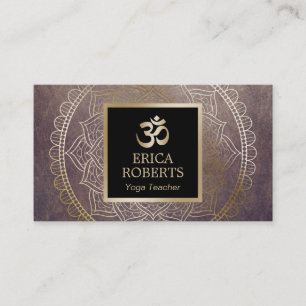 Yoga-Lehrer Gold Om Symbol Vintage Mandala Visitenkarte