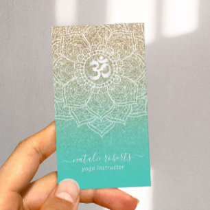 Yoga-Lehrer Gold- und Teal-Lotos-Mandala Visitenkarte