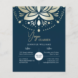 Yoga-Lehrer-Kurse Gold-Lotus-Mandala-Blume Flyer