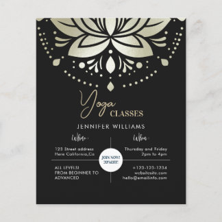 Yoga-Lehrer-Kurse Gold Lotus Mandala Schwarz Flyer