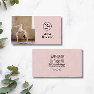Yoga-Lehrer-Lehrer-Logo-Foto Rosa Visitenkarte