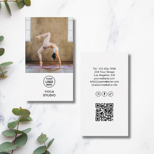 Yoga-Lehrer-Logo-Foto-QR-Weiß Visitenkarte