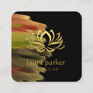 Yoga-Lehrer-Lotos-Blumen-Goldkunst-Logo holistisch Quadratische Visitenkarte