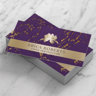 Yoga-Lehrer-Lotos-Logo-modernes Lila u. Gold Visitenkarte