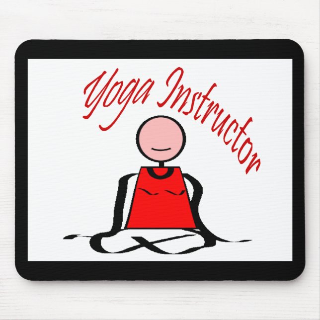 Yoga-Lehrer---Lotos-Positions-Strichmännchen Mousepad (Vorne)