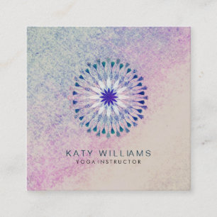 Yoga-Lehrer Lotusblume Wasserfarbe Vintage Quadratische Visitenkarte