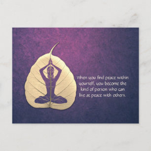 Yoga Lehrer Meditation Pose Bodhi Leaf Cut Quotes Postkarte
