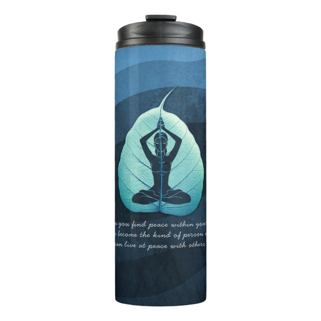 Yoga Lehrer Meditation Pose Bodhi Leaf Cut Quotes Thermosbecher (Vorderseite)