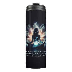 Yoga-Lehrer Meditationspose strahlender Nebel Lotu Thermosbecher