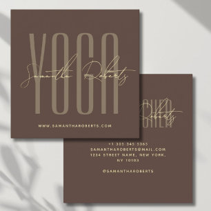 Yoga-Lehrer moderne Typografie Schrift braun Quadratische Visitenkarte