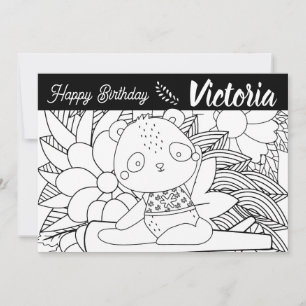 Yoga-Lehrer-Panda-Geburtstags-Blumenmalbuch Feiertagskarte