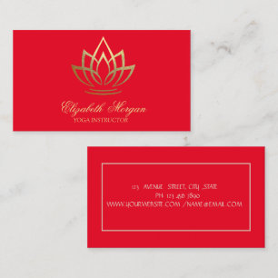 Yoga-Lehrer, Rot, Goldene Lotus Visitenkarte