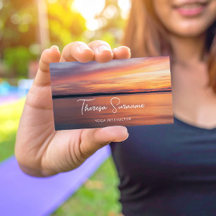Yoga-Lehrer Sonnenuntergang über dem See Yoga-Trai Visitenkarte