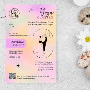 Yoga-Lehrer-Studio-Kurse mit rosa Farbverlauf-Ster Flyer