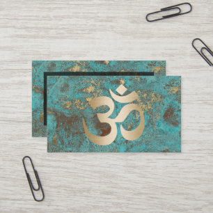 Yoga-Lehrer Vintage Gold Om-Symbol Türkis Visitenkarte