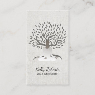 Yoga-Lehrer-Vintager Baum-nobles Leinen Visitenkarte