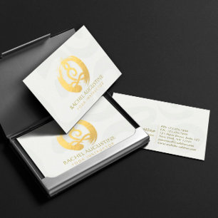 Yoga-Lehrer White Gold Meditationspose ZEN OM Visitenkarte