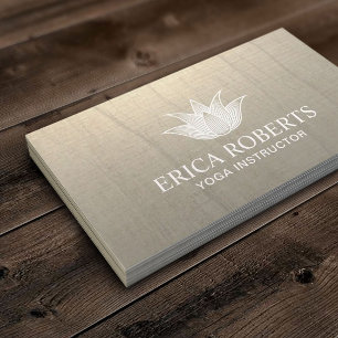 Yoga-Lehrer White Lotus Logo Vintage Visitenkarte