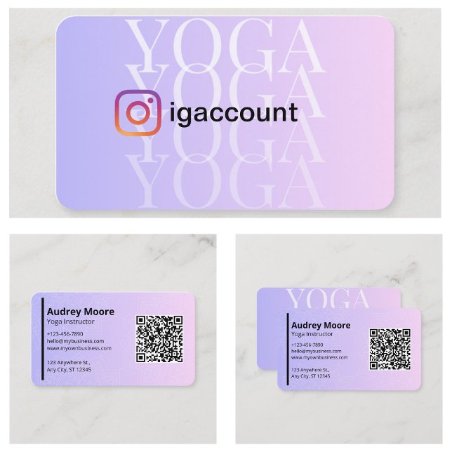 Yoga-Lehrer Yoga-Studio QR-Code Visitenkarte (Yoga Instructor Yoga Studio QR code Business Card
)