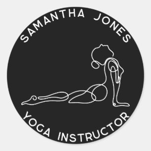 Yoga-Lehrer Yogi-Pose modernes Studio-Unternehmen Runder Aufkleber