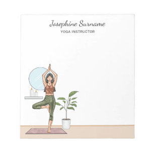 Yoga-Lehrerin Baum-Pose Training Fitness Frau Notizblock
