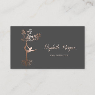 Yoga-Lehrerin, Rose-Gold-Baum Frauen-Silhouette Visitenkarte