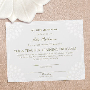 Yoga-Lehrerschulungszeugnis