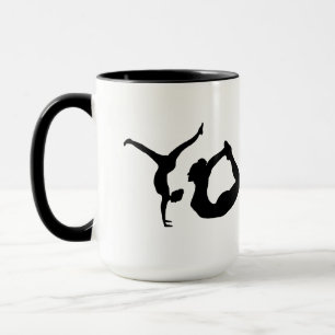 Yoga Letter Positions Black Silhouette Tasse