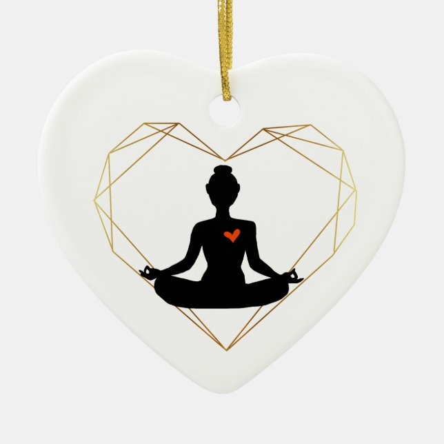 Yoga Liebe Herzzeremonie Keramik Ornament (Vorne)