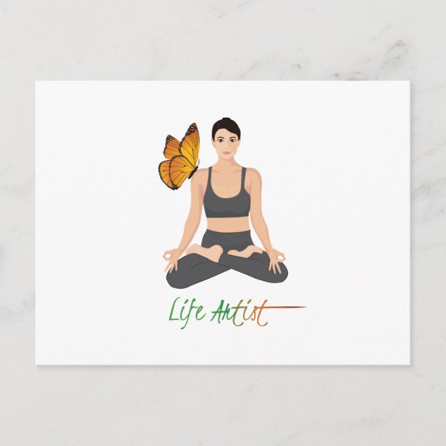 Yoga Life Artist Quote Girl of Lotus Butterfly Postkarte (Vorderseite)